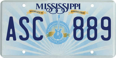MS license plate ASC889