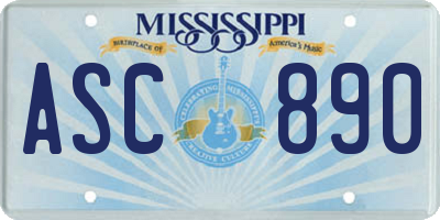 MS license plate ASC890