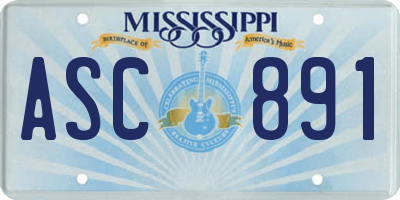 MS license plate ASC891