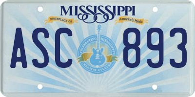 MS license plate ASC893