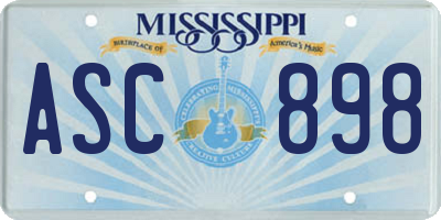 MS license plate ASC898
