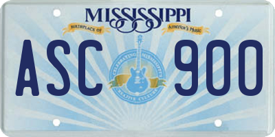 MS license plate ASC900