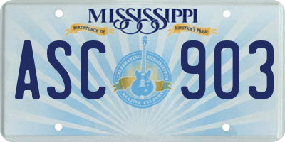 MS license plate ASC903