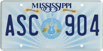 MS license plate ASC904