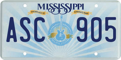 MS license plate ASC905
