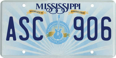 MS license plate ASC906