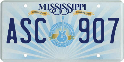 MS license plate ASC907