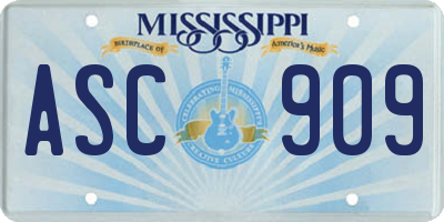 MS license plate ASC909