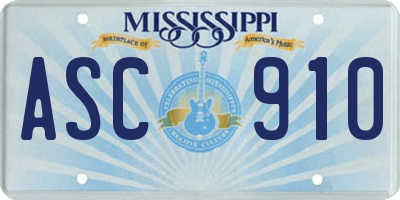 MS license plate ASC910