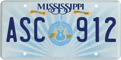 MS license plate ASC912