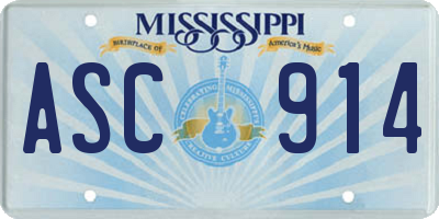 MS license plate ASC914