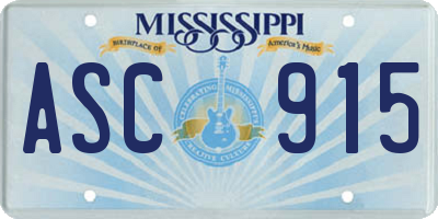 MS license plate ASC915