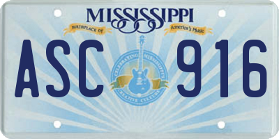 MS license plate ASC916