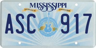MS license plate ASC917