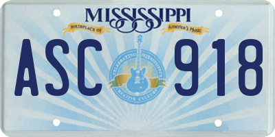 MS license plate ASC918