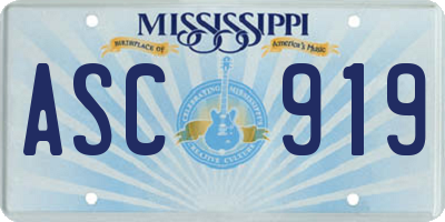 MS license plate ASC919