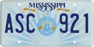 MS license plate ASC921