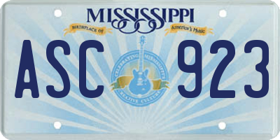 MS license plate ASC923