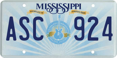 MS license plate ASC924