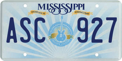 MS license plate ASC927