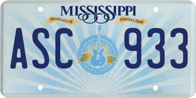 MS license plate ASC933