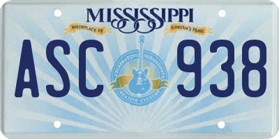 MS license plate ASC938