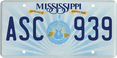 MS license plate ASC939