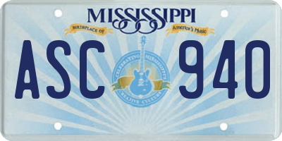 MS license plate ASC940