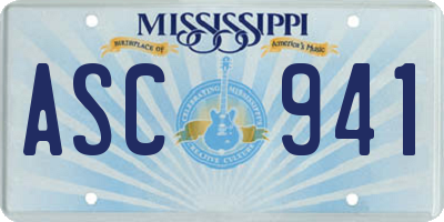 MS license plate ASC941