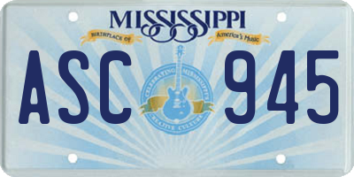 MS license plate ASC945