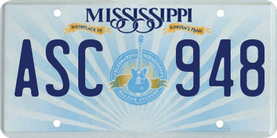 MS license plate ASC948
