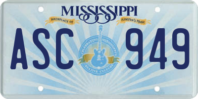 MS license plate ASC949