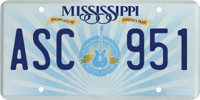 MS license plate ASC951