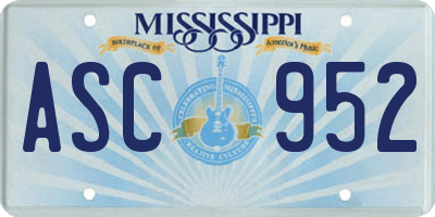 MS license plate ASC952
