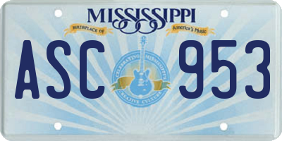 MS license plate ASC953