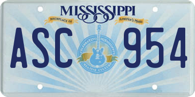 MS license plate ASC954