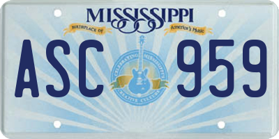 MS license plate ASC959