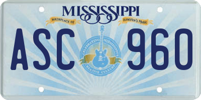 MS license plate ASC960