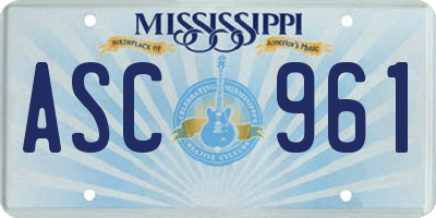 MS license plate ASC961