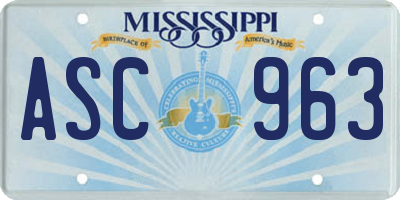 MS license plate ASC963
