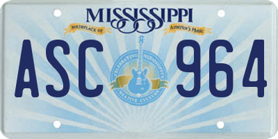 MS license plate ASC964