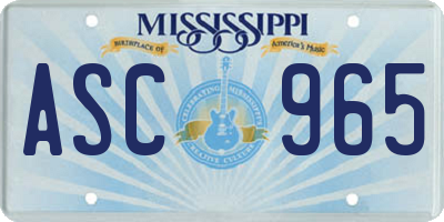 MS license plate ASC965