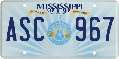 MS license plate ASC967
