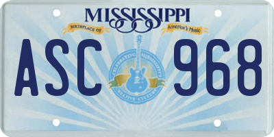 MS license plate ASC968
