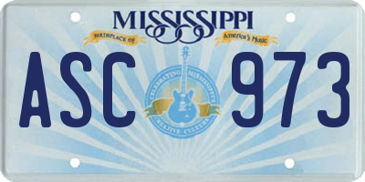 MS license plate ASC973