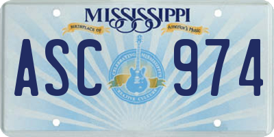 MS license plate ASC974