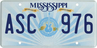 MS license plate ASC976