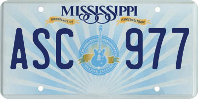 MS license plate ASC977