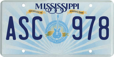 MS license plate ASC978