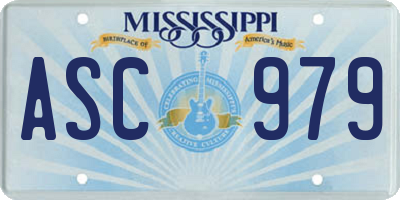 MS license plate ASC979